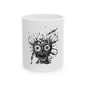 Horror Sketch Ceramic Mug — Spooky Ink Monster Coffee Cup (11oz & 15oz)